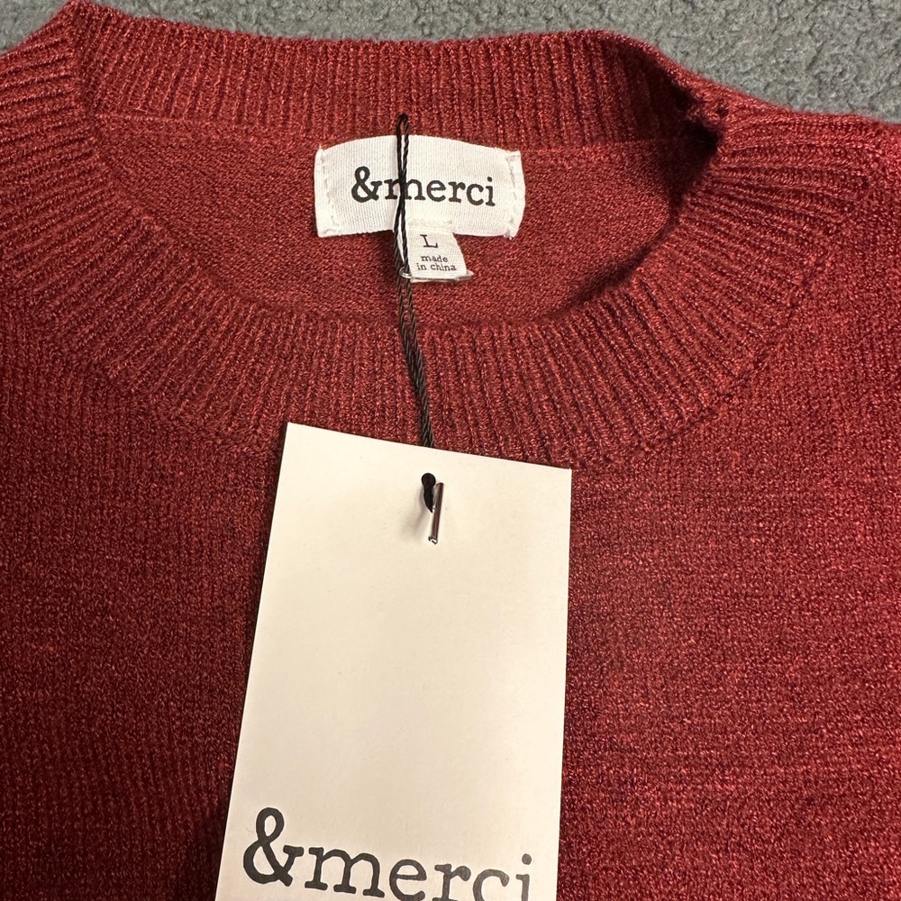 &merci Women's Red Crew Neck Sweater